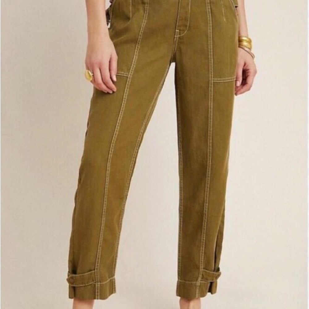 Anthropologie Olive Cropped Pants
